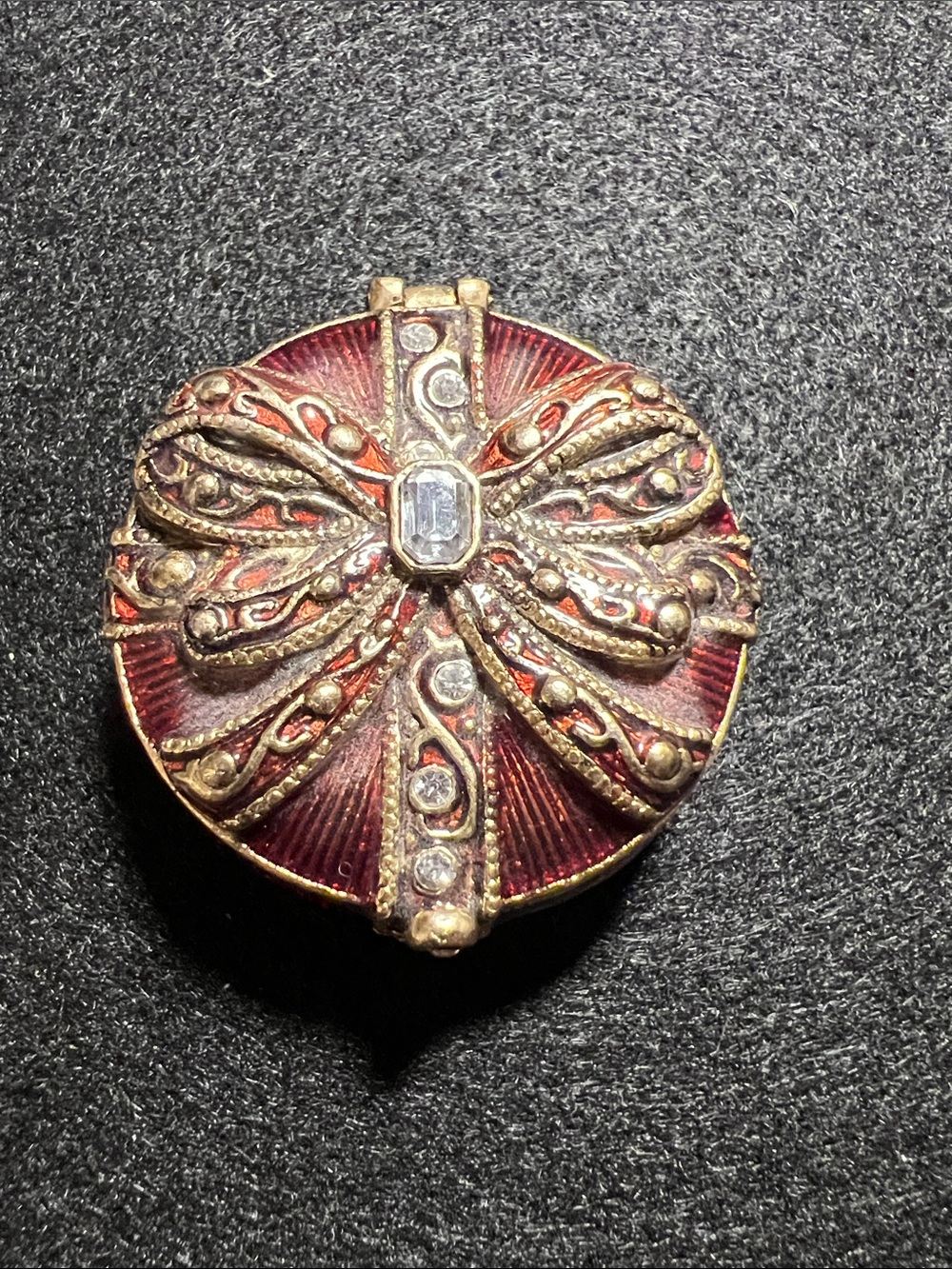 Monet Red Enamel & Gold-Tone Bow Hair Accessory